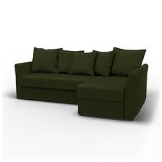 IKEA - Holmsund Sofabed with Chaiselongue, Moss, Velvet - Bemz