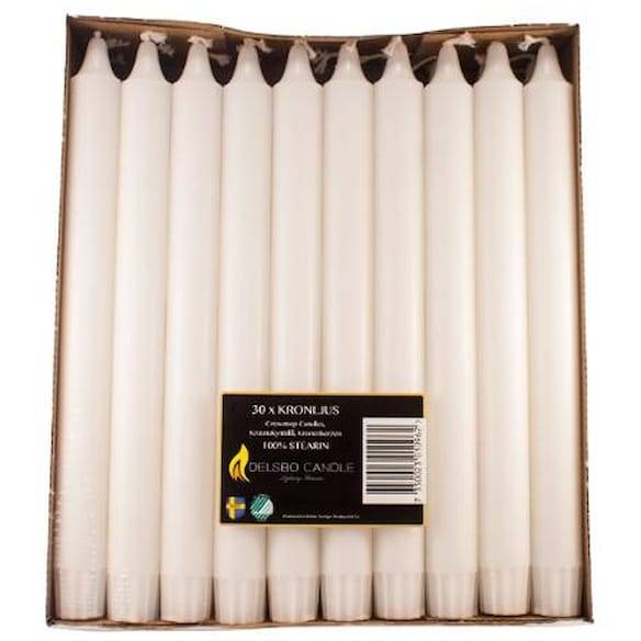 Kronljus DELSBO Stearin 25cm 30/fp