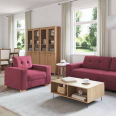 vidaXL Sofa 3 Personer Vind Rød Polyester, Træ Aftagelig Vind Rød Sofa