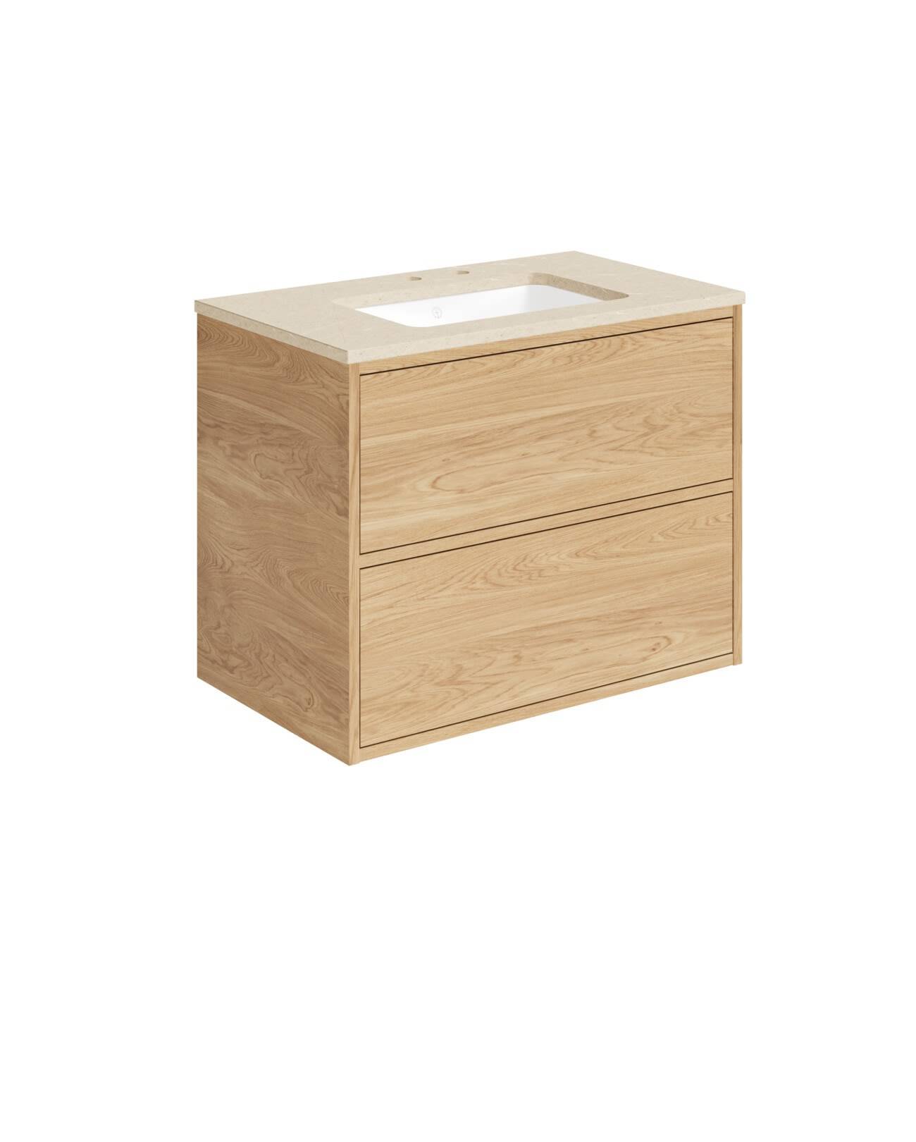 Gustavsberg Ducentic GB71DCVUD80ARCC12 Kommodpaket 80 cm, ljus ek/beige sten, för 1 dubbelhålsblandare Ljus ek/Beige sten