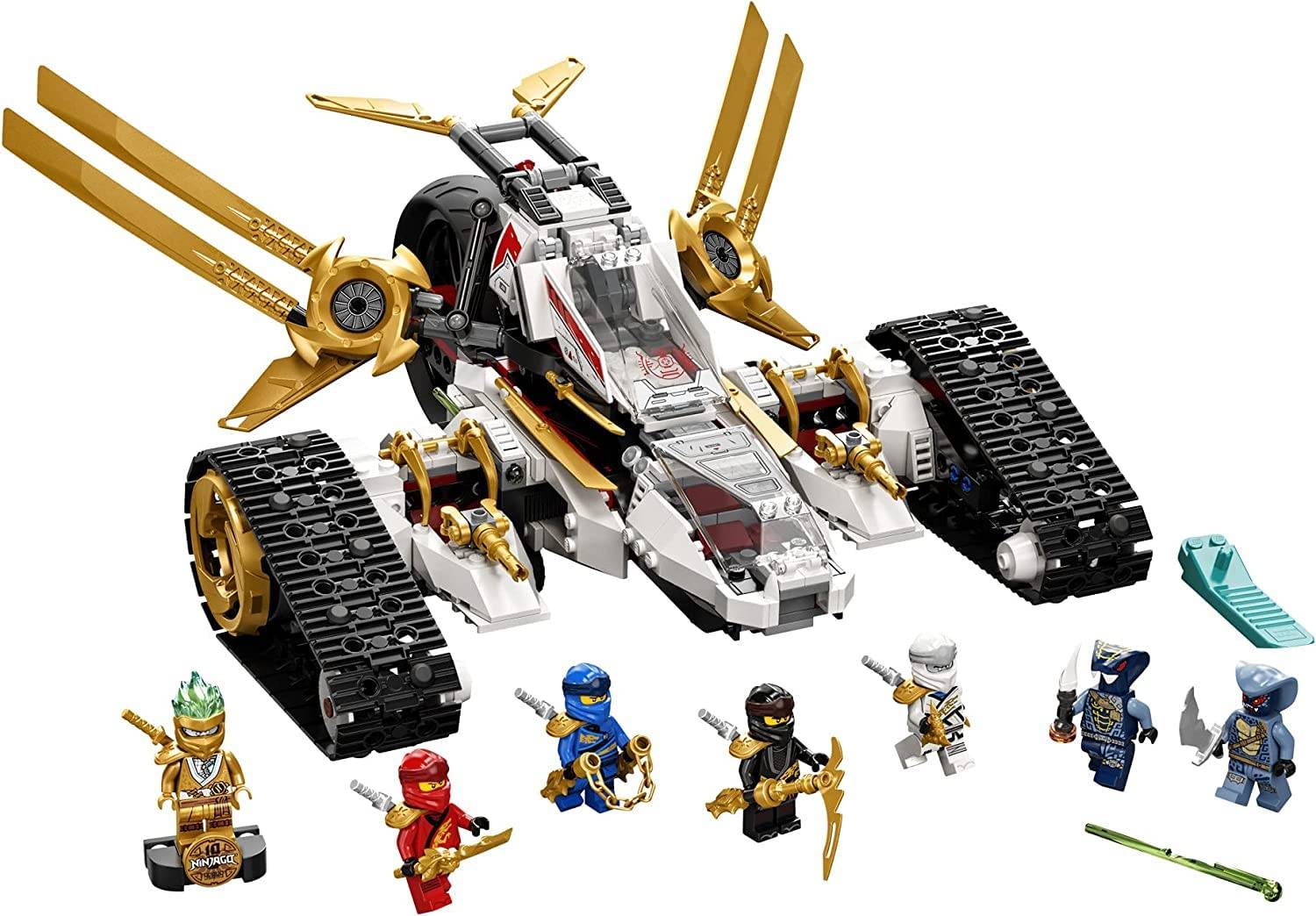 LEGO Ninjago Legacy Ultra Sonic Raider 71739 Ninja Leksak Byggsats med Byggbart Flygplan och Motorcykel Leksaker och 7 Samlarminifigurer