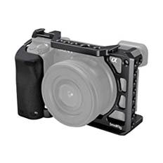 SMALLRIG A6100 / A6300 / A6400 Cage med Silicone Handgrip och Inbyggda Gängade Hål, Cold Shoe och Quick Release Plate, för Sony Alpha 6100 / Alpha 6300 / Alpha 6400-3164B