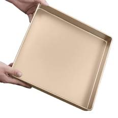 DeJivsin 11 tums bakplåt (guld), 28x28x3,6cm, kakfat för ugn, ugnsformar för bakplåt, rostfritt stål non-stick beläggning, bakplåt för bröd, pizzaplåt, bakverktyg