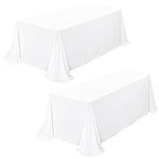 Showgeous Paket med 2 dukar, vita dukar, 229 x 335 cm, rektangulär duk, polyestertyg, tvättbar duk för bröllop, bankett, fest, restaurang, buffé, camping