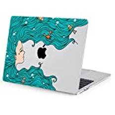 BlueSwan Fodral kompatibelt med MacBook Air M4 M3 M2 13 tum 2025 2024 2022 A3240 A3113 A2681, slätt skyddande hårt skal snap case Mac 13,6 tum fodral transparent hårt skal – kristall flicka
