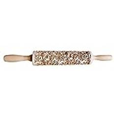 Jultryck rulla Pin/Blomma Trä rulla Pin Embossing Rolling Pin Embossed Rolling Pin Wood Christmas Rolling Pin (Color : 35x5cm)