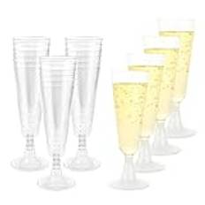 SMYJDMM Återanvändbara Champagneglas i Plast - 22 Stycken Stjälkglas, Dessertbägare för Bröllop, Födelsedagar, Fester (Transparent)