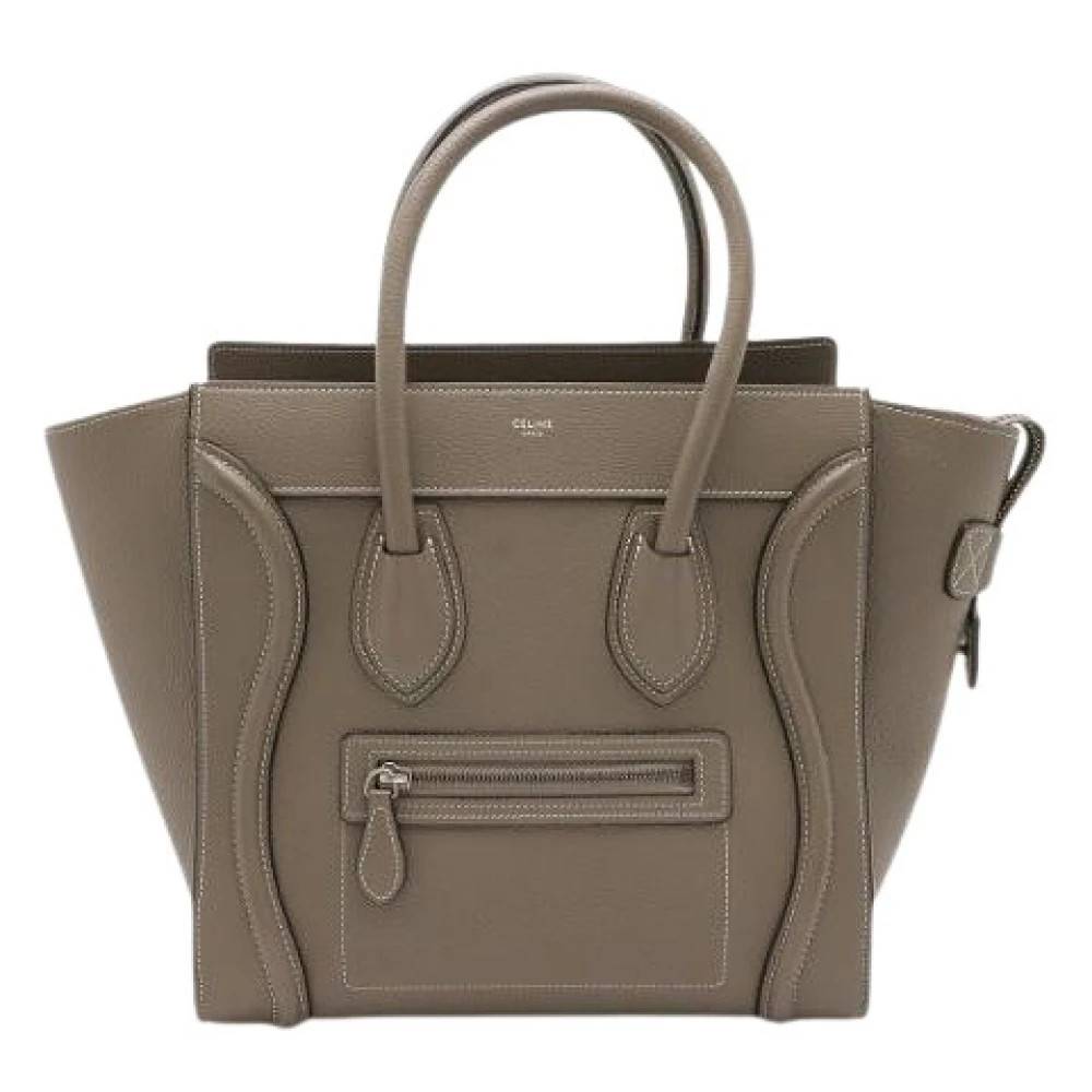 Celine Vintage Pre-owned Luggage Micro Shopper Tote Bag Læder - Vintage - Dame - Grå - ONE SIZE - Læder