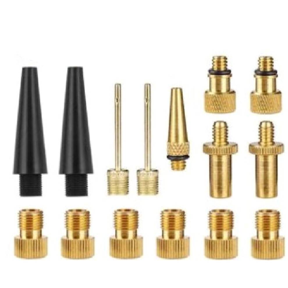 15 Pcs Inflator Pump Nozzle Kit Presta Schrader Valve Tube Bicycle Valve Adaptors for Road & MTB & Fixie Bike Tire Pump