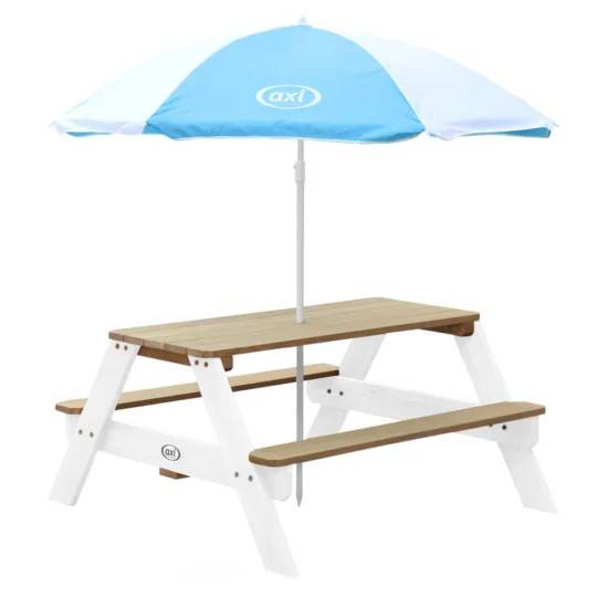 Axi Nick Picknickbord Med Paraply Brun/vit Picknickbord 935100 barnmöbler utomhus