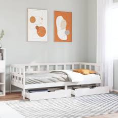 vidaXL daybed med skuffer 90x200 cm massivt fyrretræ hvid