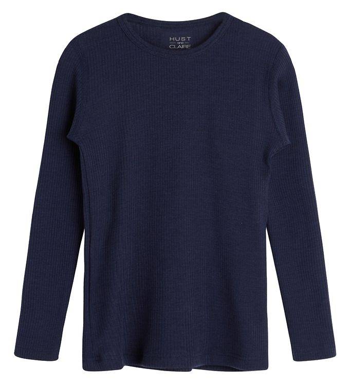 Hust and Claire Bluse - Adie - Rib - Uld - Navy - Hust and Claire - 3 år (98) - Bluse