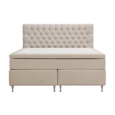 Berg & Strand Hilton lyx Komplett Sängpaket 180x200 cm Kontinentalsäng med knappad sänggavel i sammet - Beige sängpaket