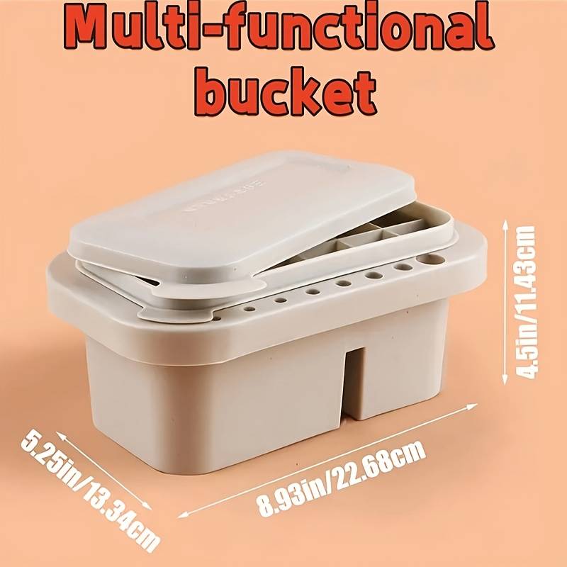 TEMU [1pcs With Palette] 1pc Rectangular With Integrated Palette In Lid, 16 Hole Paint Brush Washer, Cleaner And Holder, 18 Palette Wells-clean, Dry, Store, Hold Artist Brushes-winter. New Year
