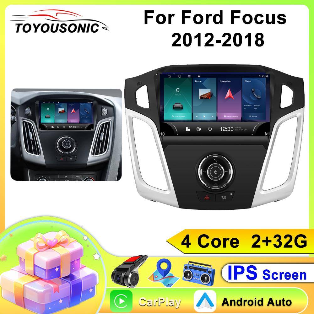 Bilradio Carplay För Ford Focus 2012-2018 vit Navigation GPS Android Auto Multimediaspelare Stereoenhet WiFi BT Ingen 2din 4G