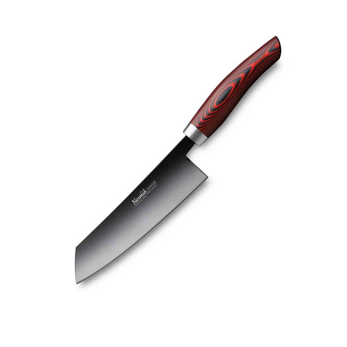 Nesmuk Janus Kochmesser 14 cm - Niobstahl mit DLC-Beschichtung - Griff Micarta rot