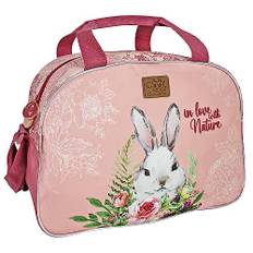 PERLETTI Duffelbag för Barn Ekologisk med Kanin - Gymväska Flickor Återvunnet Material med Axelband - Reseväska Flicka Vattentät Gym Poolen Gymnastik och Övernattningar Resor - 28x41,5x21cm (Kanin)
