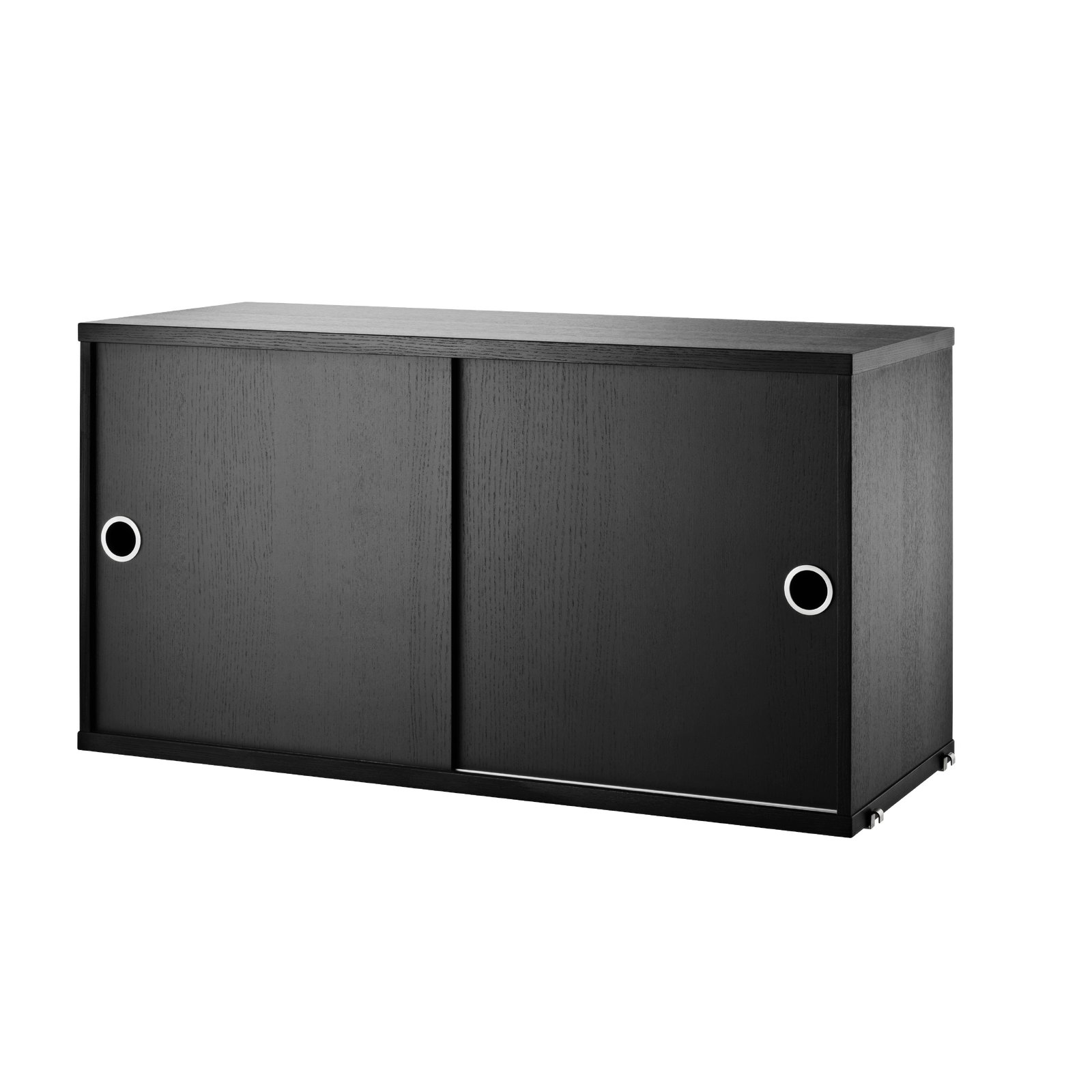 String Cabinet with Sliding Doors 78x42x30 Black stained ash