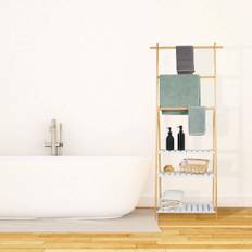 Handduksställ med hyllor – bambu & MDF, 3 barer