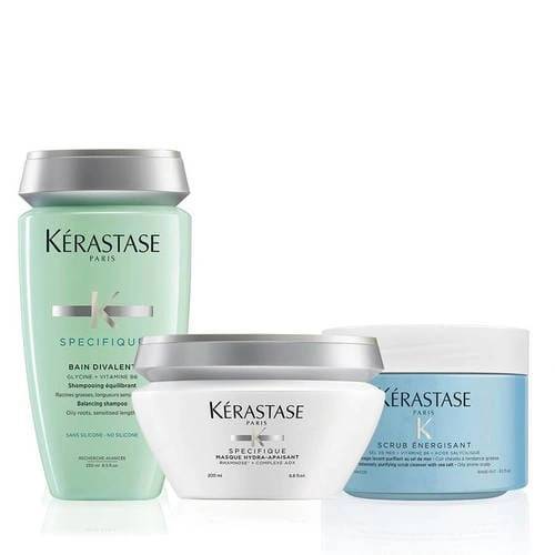 Kerastase Fusio Scrub Trio Hemmakur Oljig/Fet Hårbotten Kit