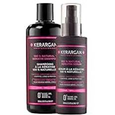 Kerargan - Duo Ultra Reparativt Schampo och Serum med Keratin för Skadat och Stressat Hår - Stärker, Slätar ut och Skyddar - Utan Sulfater, Parabener och Silikon - 500ml + 100ml