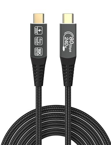 CAKOBLE Kabel thunderbolt 5, Kompatibel med thunderbolt 4 Thunderbolt 3,USB 4 80Gbps överföringshastighet,HD 16K/8K@60Hz 240W usb c-kabel,för Hub,Dock,M2,M3,SSD,eGPU,Laptops,Display,Monitor (2m)