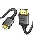 Silkland 8K Mini HDMI to HDMI Kabel 2.1 Kort 30CM, 8K@60Hz 4K@120Hz, 48Gbps High Speed ​​​​HDMI till Mini HDMI-Kabel Dubbelriktad HDR eARC kompatibel med Kamera, Raspberry Pi Zero, Tablet, Projector