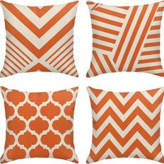 TEMU 4pcs, Throw Pillow Covers Home Decor Orange Stripe Geometric Vintage Retro Contemporary Pillow Cases Decorative Outdoor Cushion Couch Sofa Pillowcases (only Pillowcases)