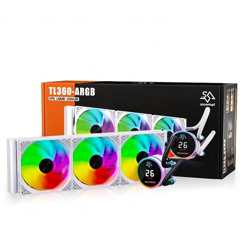 SNOWMAN White Liquid CPU Cooler With Temperature Display Screen Cpu Cooling Fan AIO CPU Water Cooler Cooling