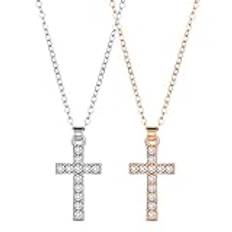 Ouligay 2 st korshalsband för kvinnor kors hänge halsband bling kristall kors halsband smycken för män kvinnor pojkar flickor födelsedag jul tacksägelsedagen presenter, Zink, Strass