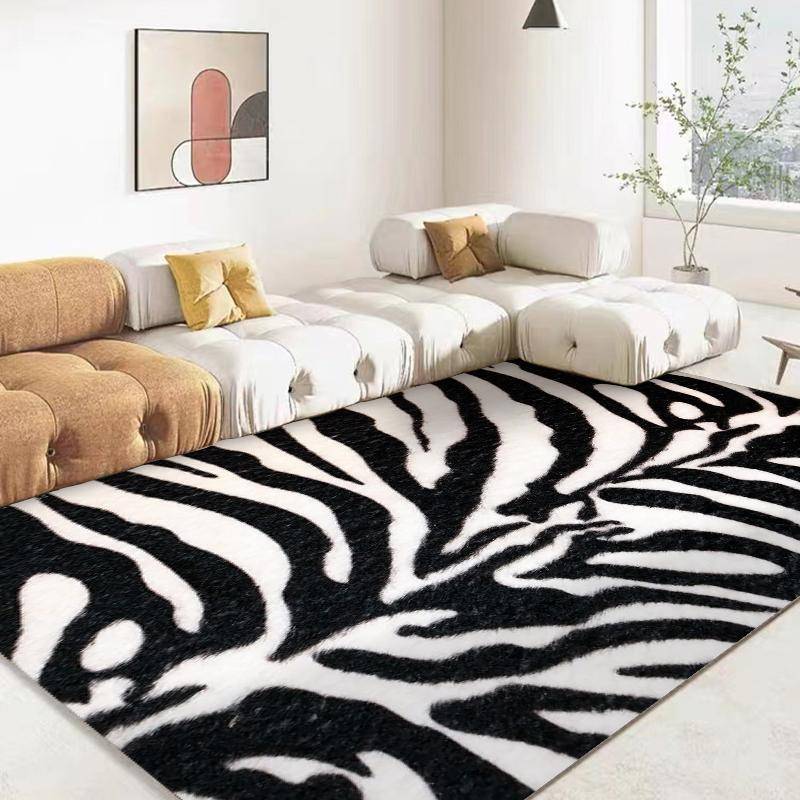 Zebra Svart Vit Textur Matta för Vardagsrum Sovrum Mjuk Kök Badrum Halkfria Golvmattor Hallmattor Heminredning