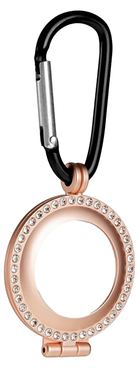 AirTag Nøglering med Rhinestone og Karabinhage i Rosa Guld