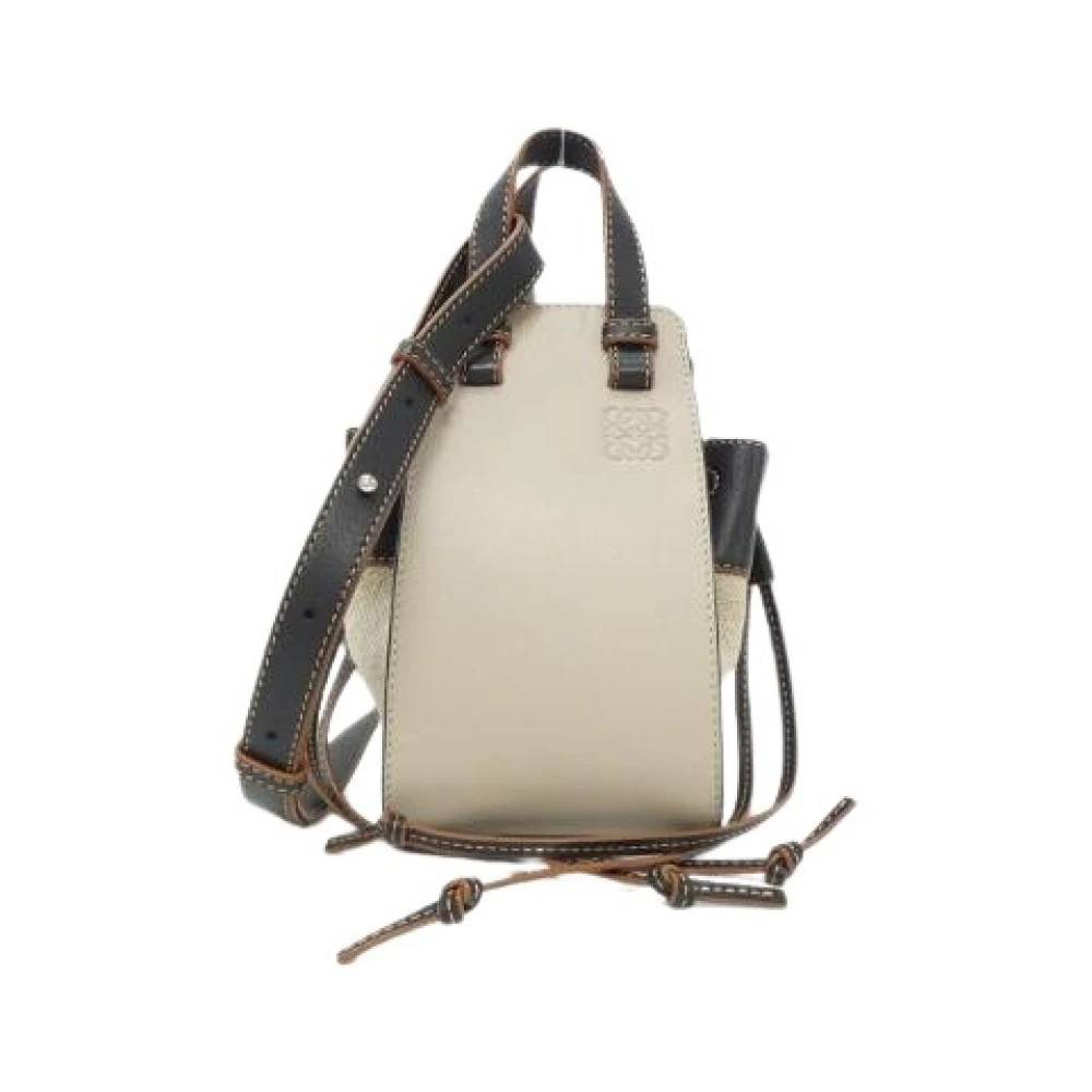 Loewe Pre-owned Pre-owned Hammock Drawstring Mini Linen Calf Shoulder Bag - Vintage - Dame - Beige - ONE SIZE - Uld