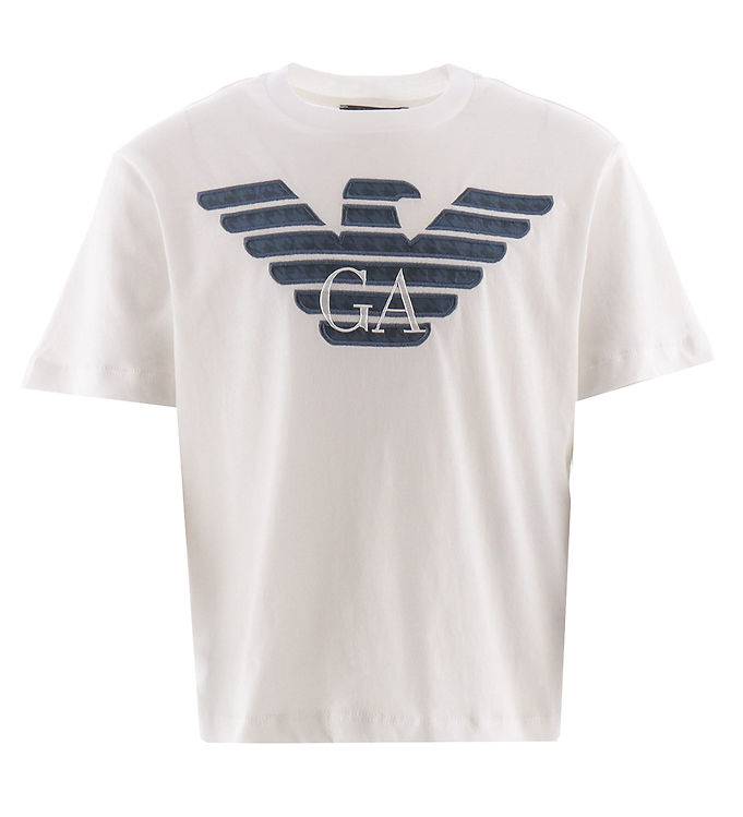 Emporio Armani T-shirt - Hvid m. Navy - Emporio Armani - 8 år (128) - T-Shirt