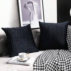 1pc Velvet Wavy Stripe Decorative Pillow Cover, Soft And Comfortable Fabric, Modern Sofa Decoration, Suitable For Home Bedroom, Dorm Use - Black - Multi-size