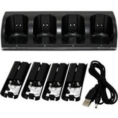 4 st batteripaket + 4- port laddare dock laddstation med usb-kabel för nintendo wii fjärrkontroll batterisatser
