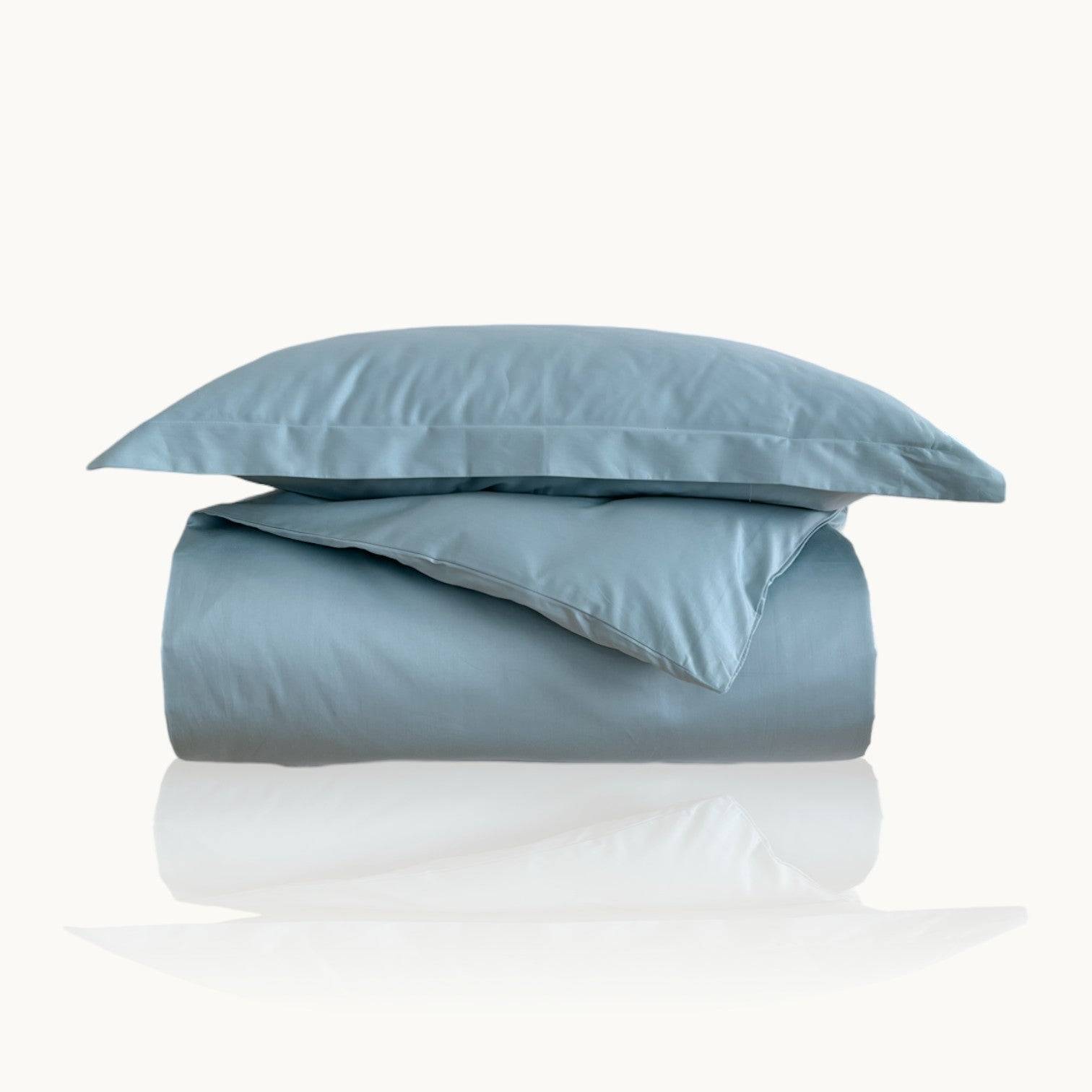 Charm Satin Bettwäsche aus 100% ägyptischer Baumwolle (600TC) – Seidig glänzend & luxuriös weich - Atlantic / 155x220 + (1 Kissenbezug) / 80x80