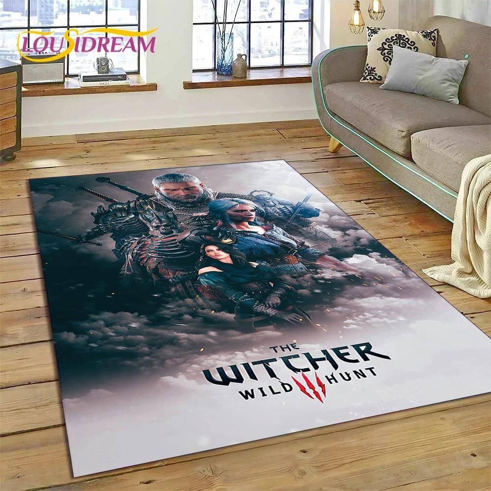 W-Witcher 3 Spel Wild Hunt Mat Matta för Vardagsrum Sovrum Heminredning, Golvmatta Halkfri Dekoration för Soffa Dörrmatta