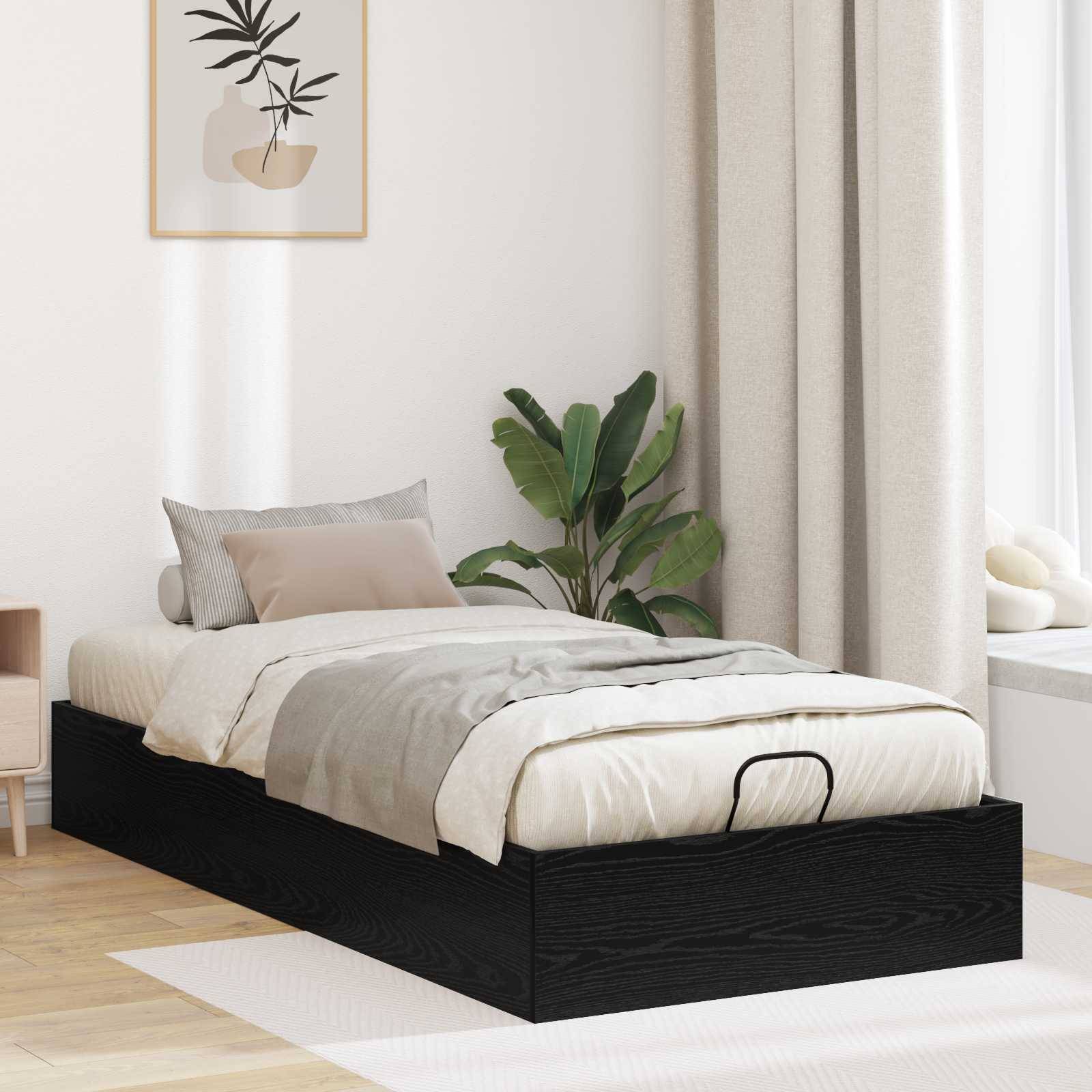 vidaXL Ottoman Sängram Svart Ek 80,5 x 200 cm Konstruerat trä