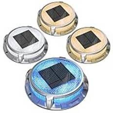 Quntis Solar Golvlampor Utomhus [4 Pack / 3 Färg] Solar Deck lampor Utomhus, IP68 Solar Lampor För Utomhus, Golvstrålkastare Väglampor Utomhus, Sollampor Solar Light Path Street Garden Garage