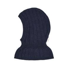 Rib Knitted Balaclava In Merino Wool  Navy