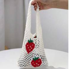 SunSand Dam Elegant Strawberry Beach Bag - Damväskor Handväskor, Slitstark, Sommar Multi-Purpose Dam Beach Bag, Lunchväska Dam, Lämplig för dagligt br - Multifärgad (jordgubbe)