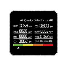 9 i 1 Luftkvalitetsmåler CO2-måler Kuldioxid Detektor CO2 CO TVOC HCHO PM2.5 PM1.0 PM10 Temperatur 2024THO