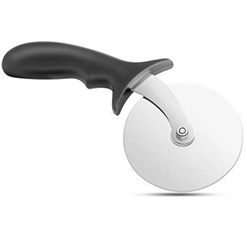 Asdirne Pizzaskärare, professionell pizzaskärare, blad i rostfritt stål och plasthandtag halkskydd med ergonomisk design, svart