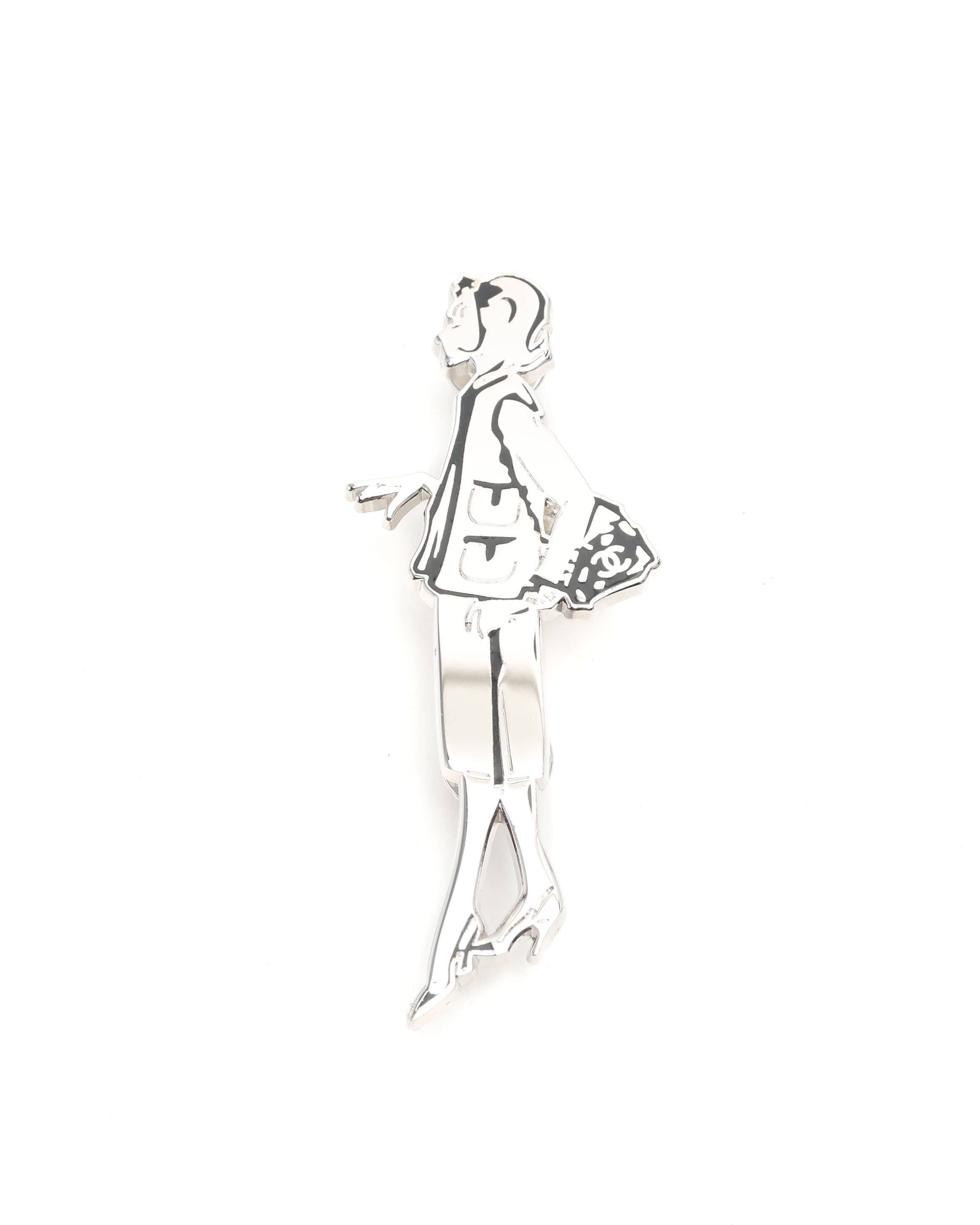 Chanel Coco Mark Mademoiselle Brooch - Silver - One Size