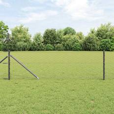 vidaXL Hegn med stolper Grå 0.6 x 10 m PVC-belagte stål