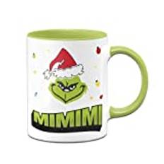 Muggbränneri grinch-kopp med slogan MiMiMi – julkopp rolig – kaffekopp med ordspråk till jul (ljusgrön)