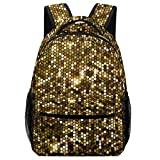Tryckt Ryggsäck för Barn Lätt Skolväska för Pojkar Flickor Mode Dagryggsäck Skolryggsäck för Tillbaka till Skolan Guld glitter