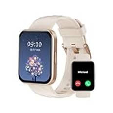Ethelred smartklockor för kvinnor och män (svara/ringa samtal) kompatibel med iPhone/Android-telefoner, 1,8 tum HD-skärm fitness tracker pulsmätare 100 + sportspårare vattentät klocka (mjölkvitt)