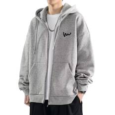 Long Fleece Upper Warm Mountain Kangaroo Pocket Design Design Sleeve Rib Mountain Climbing Active [NEKORA] Men's Parka, Zip-up, Hooded, Outerwear, grå färg